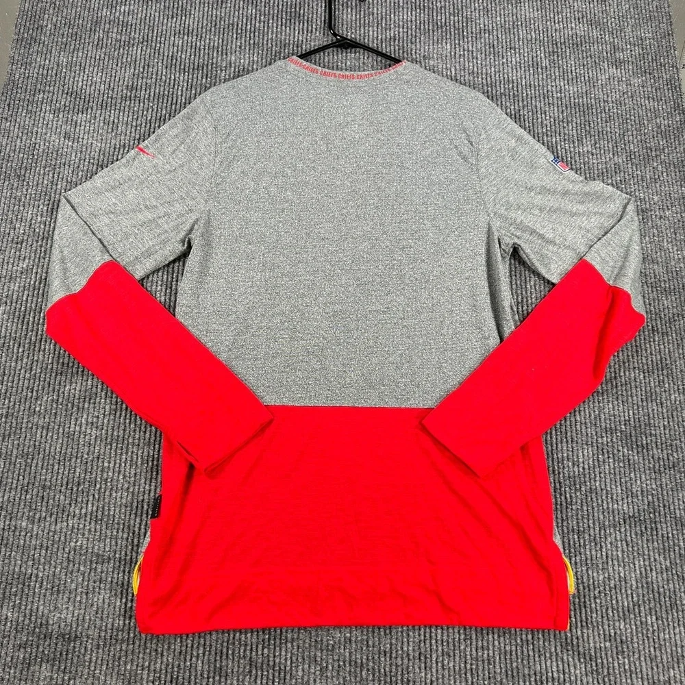 Kansas‎ City Chiefs Shirt Mens Medium Gray Red Long Sleeve Nike On Field NFL